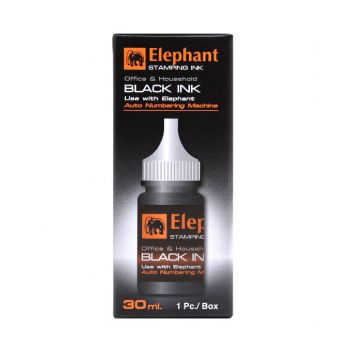 หมึกเติมเครื่องตีเบอร์ สีดำ 30 มล. ตราช้าง