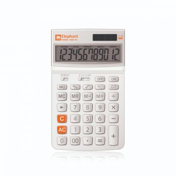 เครื่องคิดเลข 12 หลัก ตราช้าง รุ่น M02-12D สีขาว 
