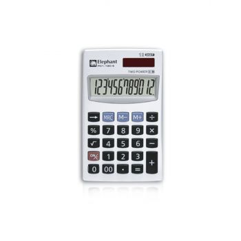 เครื่องคิดเลข 12 หลัก ตราช้าง รุ่น P01-12D สีเงิน