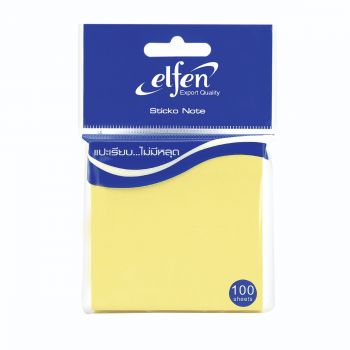 (1Free1) กระดาษโน้ตกาวในตัว เอลเฟ่น สีเหลือง 3x3 (100แผ่น)