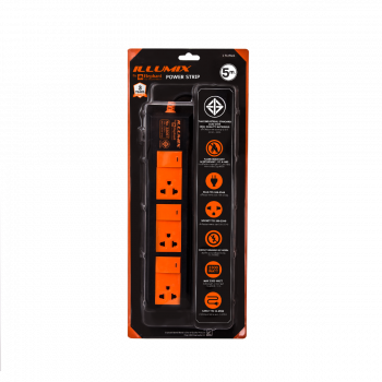 ปลั๊กไฟ ตราช้าง Illumix รุ่น 3305T 3 ช่อง 3 สวิตซ์ 5 เมตร