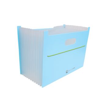 (1Free1) กล่องเอกสารขยายฐาน 13 ช่อง ตราช้าง รุ่น 01-EB สีฟ้า