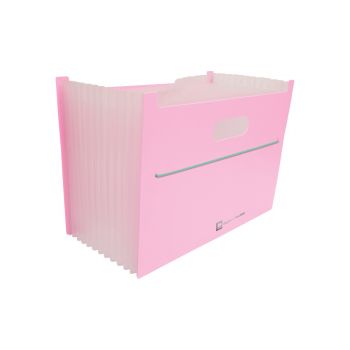กล่องเอกสารขยายฐาน 13 ช่อง ตราช้าง รุ่น 01-EB สีชมพู