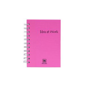 สมุดบันทึกปกแข็งริมลวดขนาด A6 สีชมพู ตราช้าง WHC203