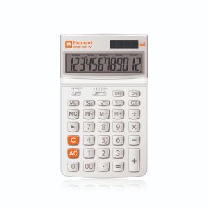 เครื่องคิดเลข 12 หลัก ตราช้าง รุ่น M02-12D สีขาว
