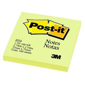 กระดาษโน้ต Post-it ขนาด 3x3 นิ้ว สีเหลือง #654