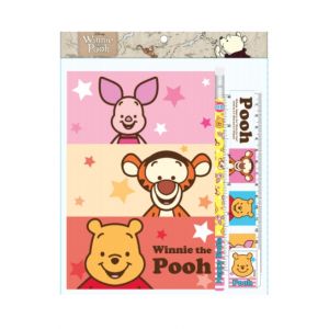 ชุดเซ็ทเครื่องเขียน Pooh - 020 (สมุด, ดินสอไม้x1, ยางลบดินสอ, ไม้บรรทัด15cm)